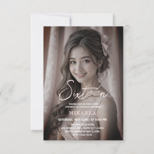 Elegant Rose Gold Sweet 16 Birthday Invitation