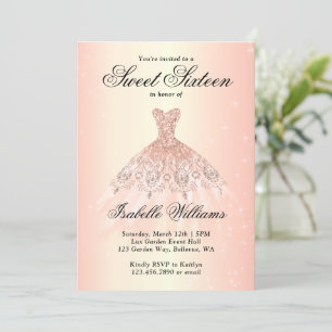Elegant Rose Gold Sweet 16 Birthday Party Invitation