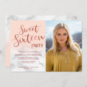 Elegant rose gold sweet sixteen birthday party invitation