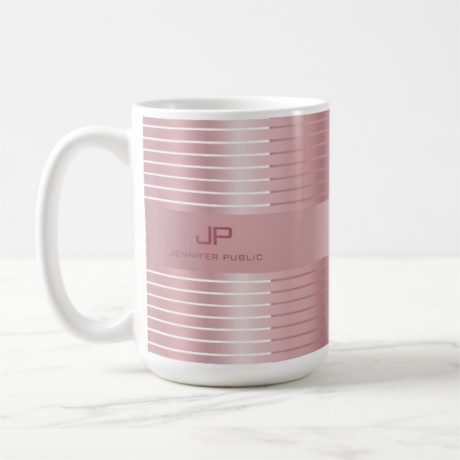 Elegant Rose Gold Template Monogram Trendy Modern Coffee Mug (Left)