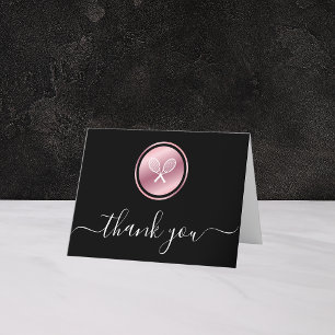 Elegant Rose Gold Tennis Ball Player Custom Text Thank You Card