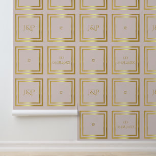 Elegant rose gold text names wedding decoration w wallpaper