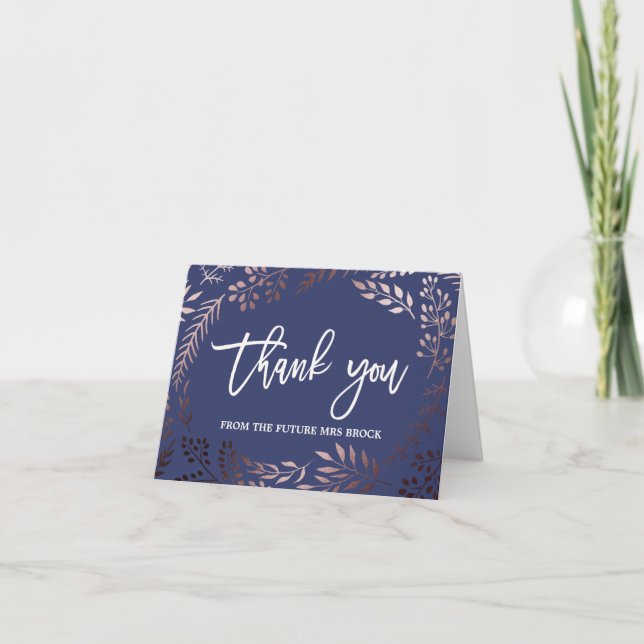 Elegant Rose Gold Thank You From the Future Mrs Card (Front)