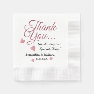 Elegant Rose Gold Thank You Wedding Napkins