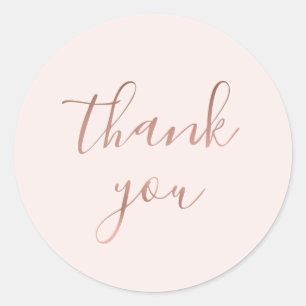 Elegant Rose Gold Thank You Wedding Round Sticker