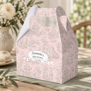 Elegant Rose Gold Toile de Jouy Monogram Gift Favour Box