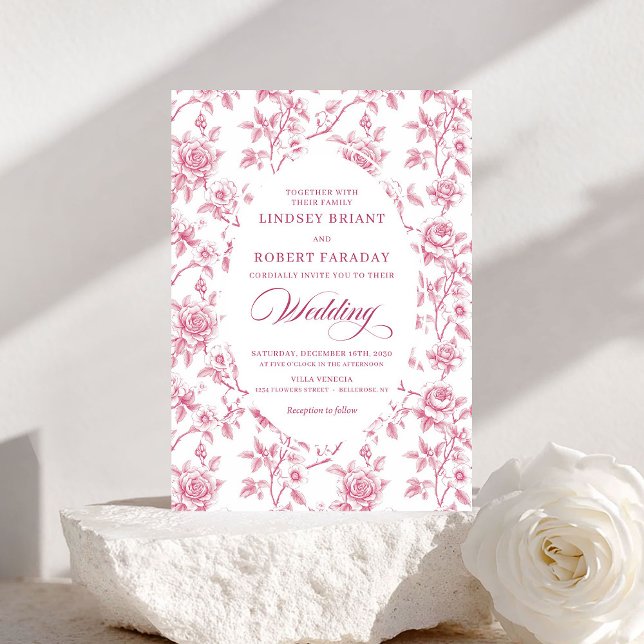 Elegant Rose Gold Toile de Jouy Wedding Invitation (Elegant Rose Gold Toile de Jouy Wedding Invitation)