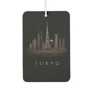 Elegant Rose Gold Tokyo City Skyline Illustration Car Air Freshener