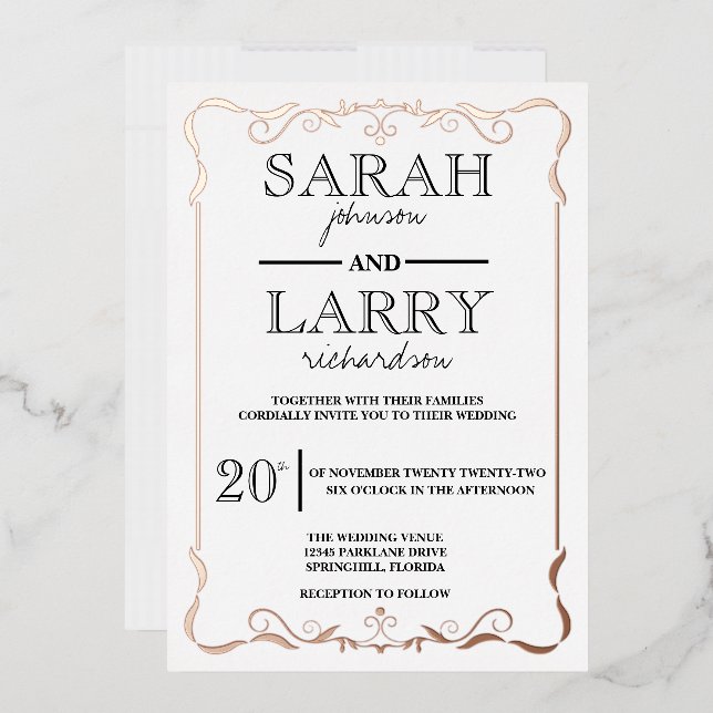 Elegant Rose Gold Traditional Wedding (Envelope)