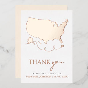 Elegant Rose Gold Travel Wedding Thank You