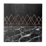 Elegant Rose Gold Triangles & Black & White Marble Tile<br><div class="desc">This elegant and chic faux printed rose gold geometric triangles pattern with black and white marble print is perfect for the trendy and stylish woman. It's pretty and modern print is great for many gifts and occasions. Enjoy this sleek and fashionable design for your next purchase!</div>