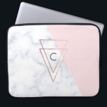 elegant rose gold triangles white marble pink laptop sleeve<br><div class="desc">Modern geometric design featuring faux white marble and pink colour block,  faux rose gold  triangles.</div>