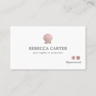 Elegant ROSE Gold Tropical Seashell Beach Coastal Business Card