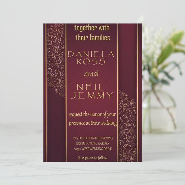  Elegant Rose Gold Wedding Foil Invitation (Standing Front)