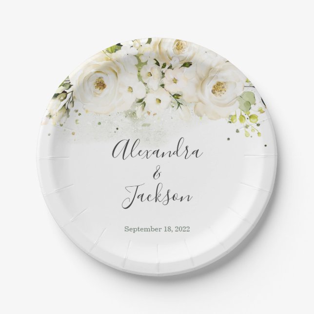 Elegant Rose & Gold Wedding Plate (Front)