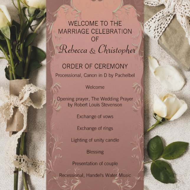 Elegant Rose Gold Wedding Program (Creator Uploaded)
