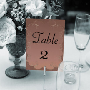 Elegant Rose Gold Wedding ReceptionTable Table Number