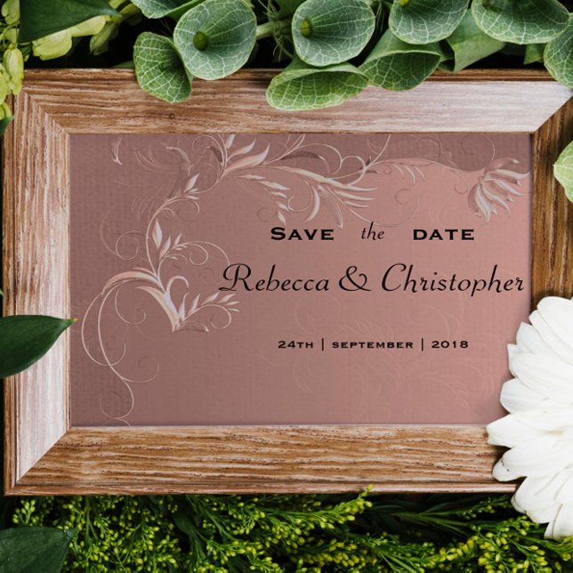 Elegant Rose Gold Wedding Save the Date Announcement Postcard (Creator Uploaded)