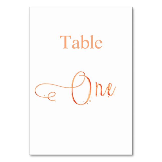 Elegant rose gold white calligraphy table one table number (Front)
