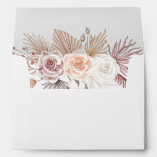 Elegant Rose Gold & White Floral Bohemian Wedding Envelope