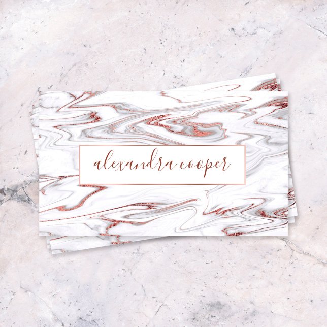 Elegant rose gold & white marble makeup & hair  business card (Creator Uploaded)