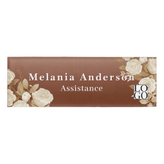 Elegant Rose Gradient Shine Copper Name Tag