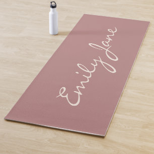Elegant Rose Handwritten Script Name Custom  Yoga Mat