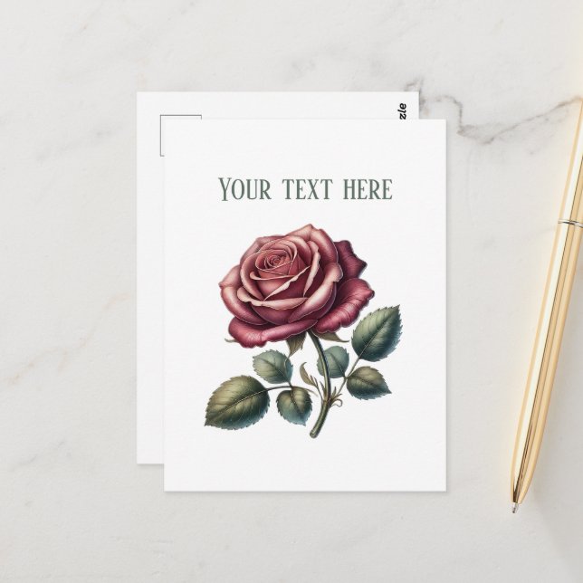 Elegant rose lovers customisable postcard (Front/Back In Situ)