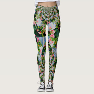 Elegant rose mandala Watercolor painting Leggings