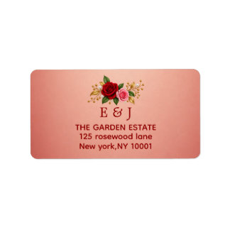 Elegant Rose Monogram Wedding Return Address Label