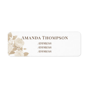 Elegant Rose Monogram White Return Address Label