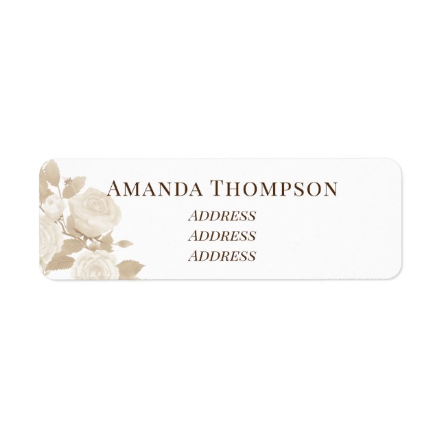 Elegant Rose Monogram White Return Address Label (Front)