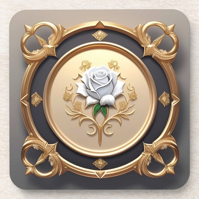 🌸 Elegant Rose Ornate Frame Cosy Home Style 🌸 Coaster (Front)