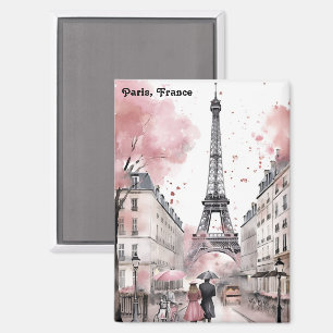 Elegant Rose Paris France Romantic Eiffel Tower Magnet