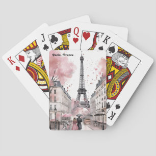 Elegant Rose Paris France Romantic Eiffel Tower Playing Cards