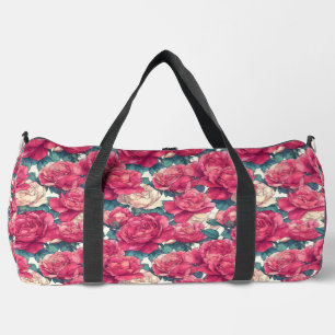 Elegant Rose Pattern Large Duffle Bag