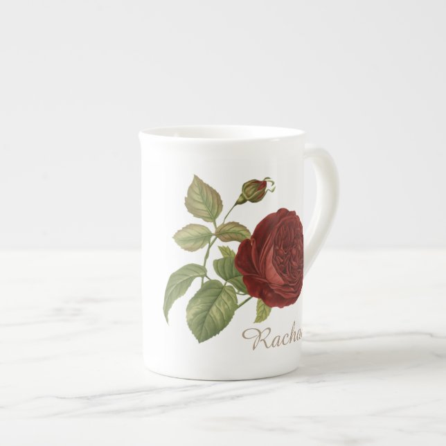 Elegant Rose Personalised Bone China Mug (Front Right)