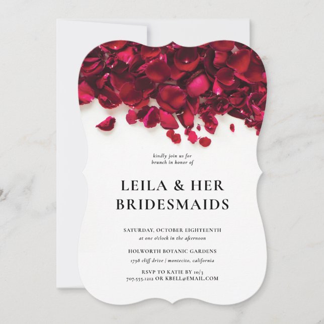 Elegant Rose Petals Bridesmaids Brunch Invitation (Front)