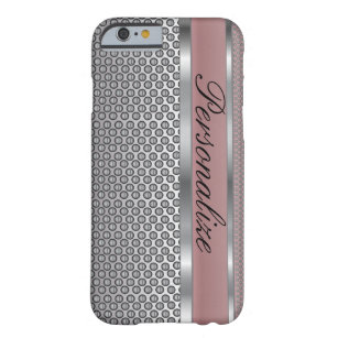 Elegant Rose Pink and Silver Metal Design Barely There iPhone 6 Case