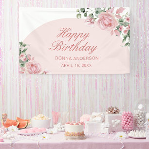 Elegant Rose Pink Birthday Banner