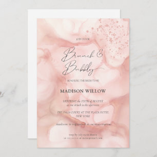 Elegant Rosé Pink Brunch Bubbly Bridal Shower Invitation