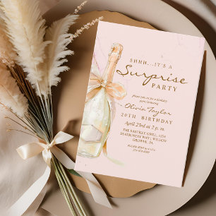 Elegant Rose Pink Champagne 20th Birthday Invitation