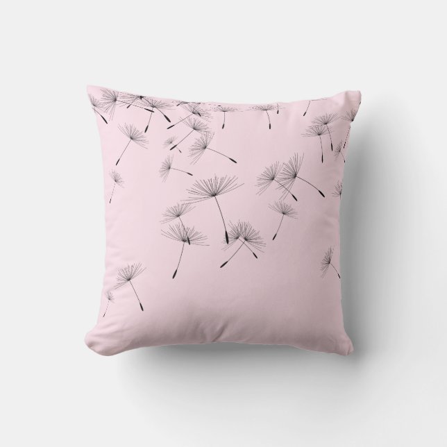 ELEGANT ROSE PINK FALLING DANDELION CUSHION (Front)