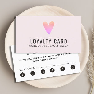 Elegant Rose Pink Heart Beauty Salon Loyalty Card