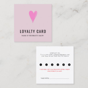 Elegant Rose Pink Heart Beauty Salon Loyalty Card