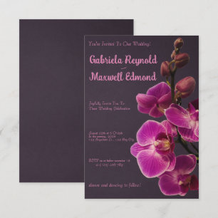 Elegant Rose Pink Orchids Wedding Invitation