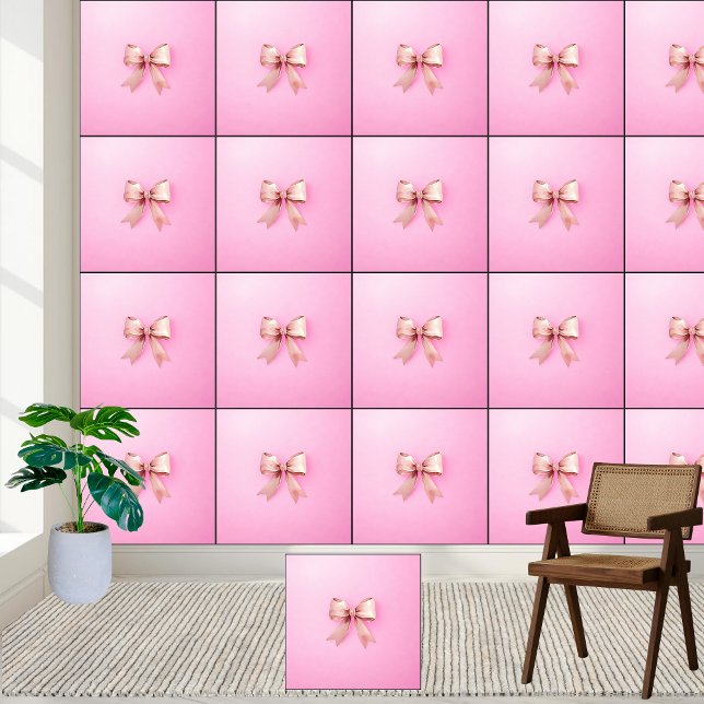 Elegant Rose Pink Satin Coquette Bow Aesthetic Wallpaper (Creator Uploaded)
