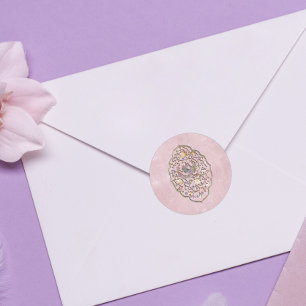 Elegant Rose Pink Vintage Wedding Envelope Seals
