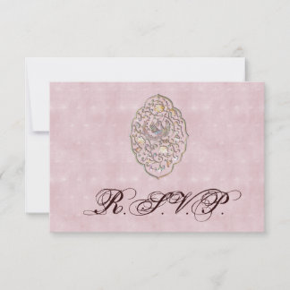 Elegant Rose Pink Vintage Wedding RSVP