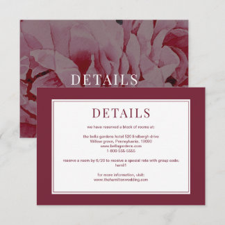 Elegant Rose Pink Wedding Details Enclosure Card
